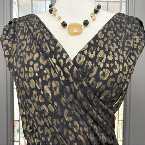 Zara Basic Collection Black and Gold Leopard Print Short Romper | Size Medium - Picture 2 of 11